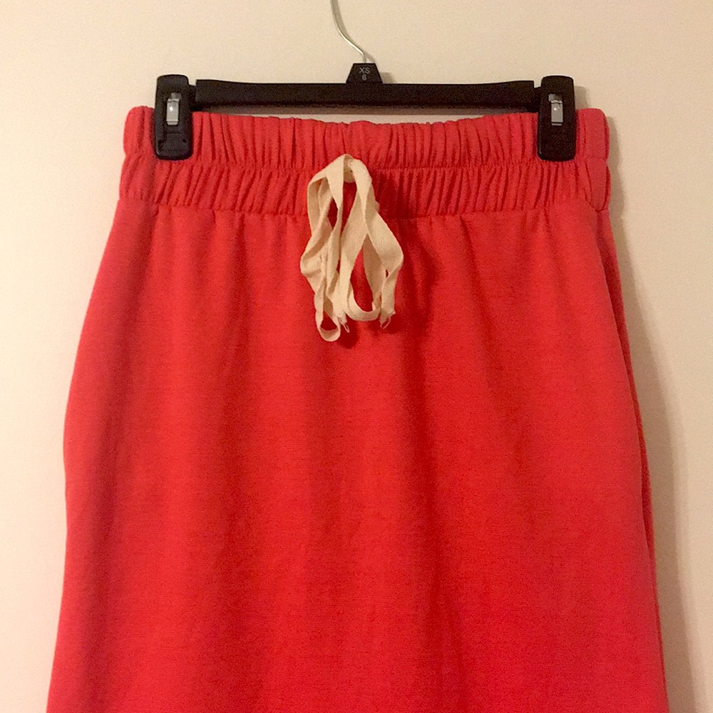 Salmon Knee-Length Skirt with Drawstring